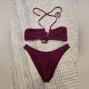 Victoria Secret Textured Wine/Burgundy Bikini Set